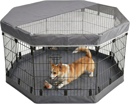 Happy Camper Portable Pet Playpen – Foldable 8-Panel Exercise Pen with Waterproof Base