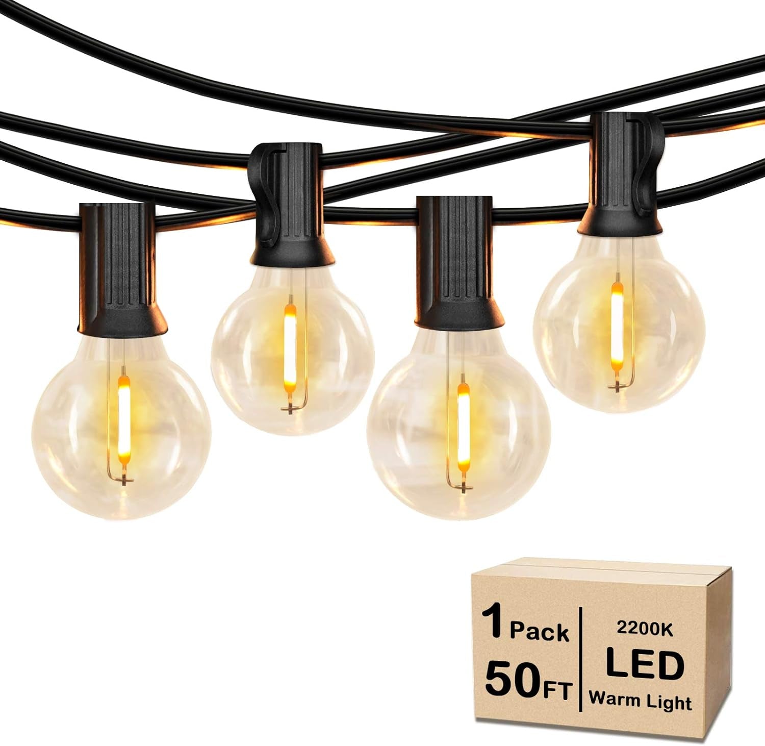 50-Foot Shatterproof LED Globe String Lights | Dimmable Camp & Awning Bistro Lights