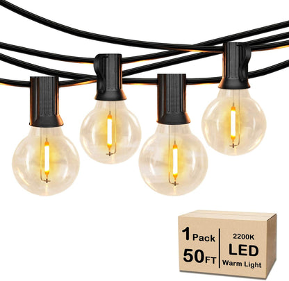 50-Foot Shatterproof LED Globe String Lights | Dimmable Camp & Awning Bistro Lights