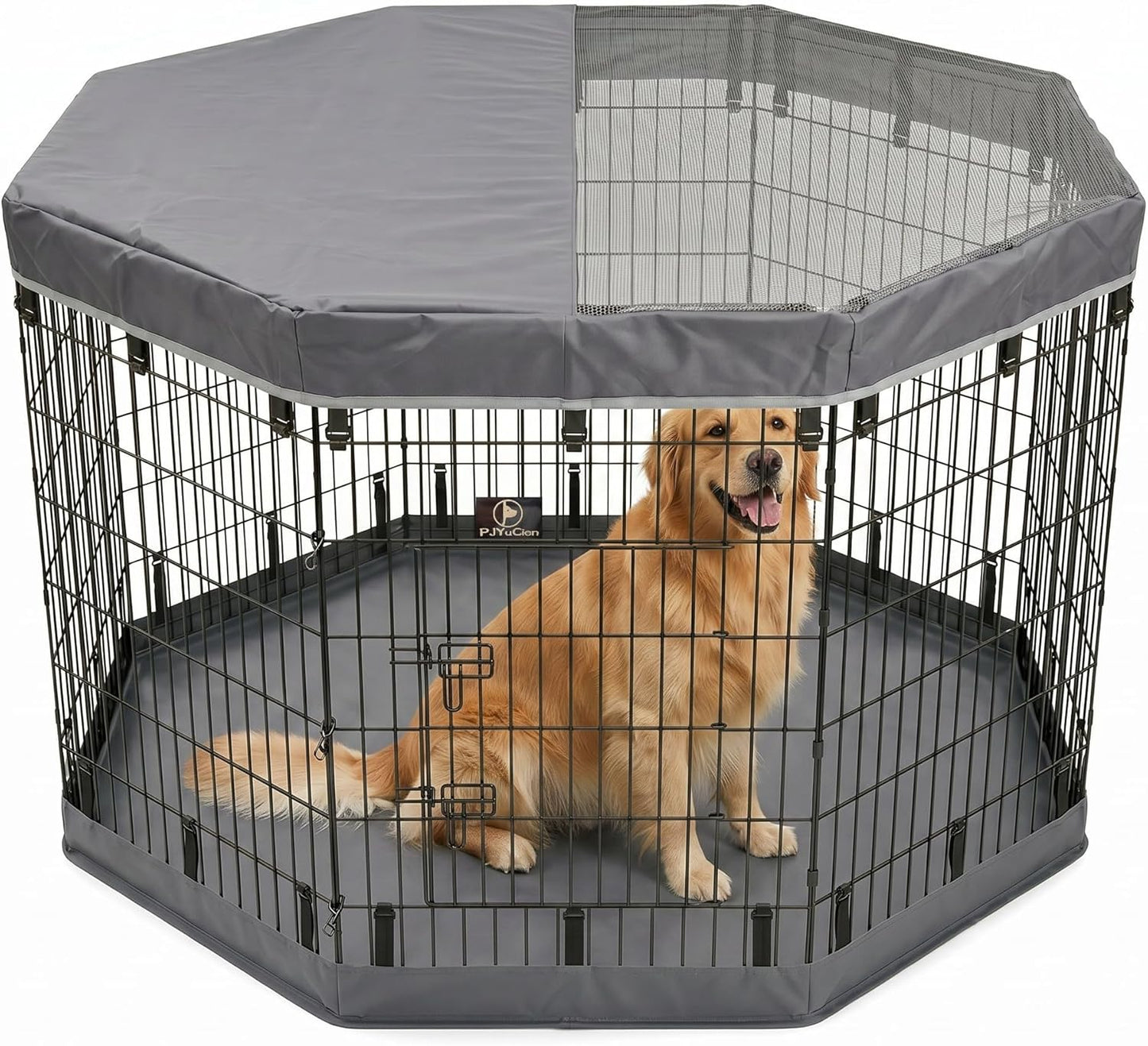 Happy Camper Portable Pet Playpen – Foldable 8-Panel Exercise Pen with Waterproof Base