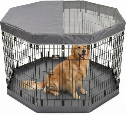 Happy Camper Portable Pet Playpen – Foldable 8-Panel Exercise Pen with Waterproof Base