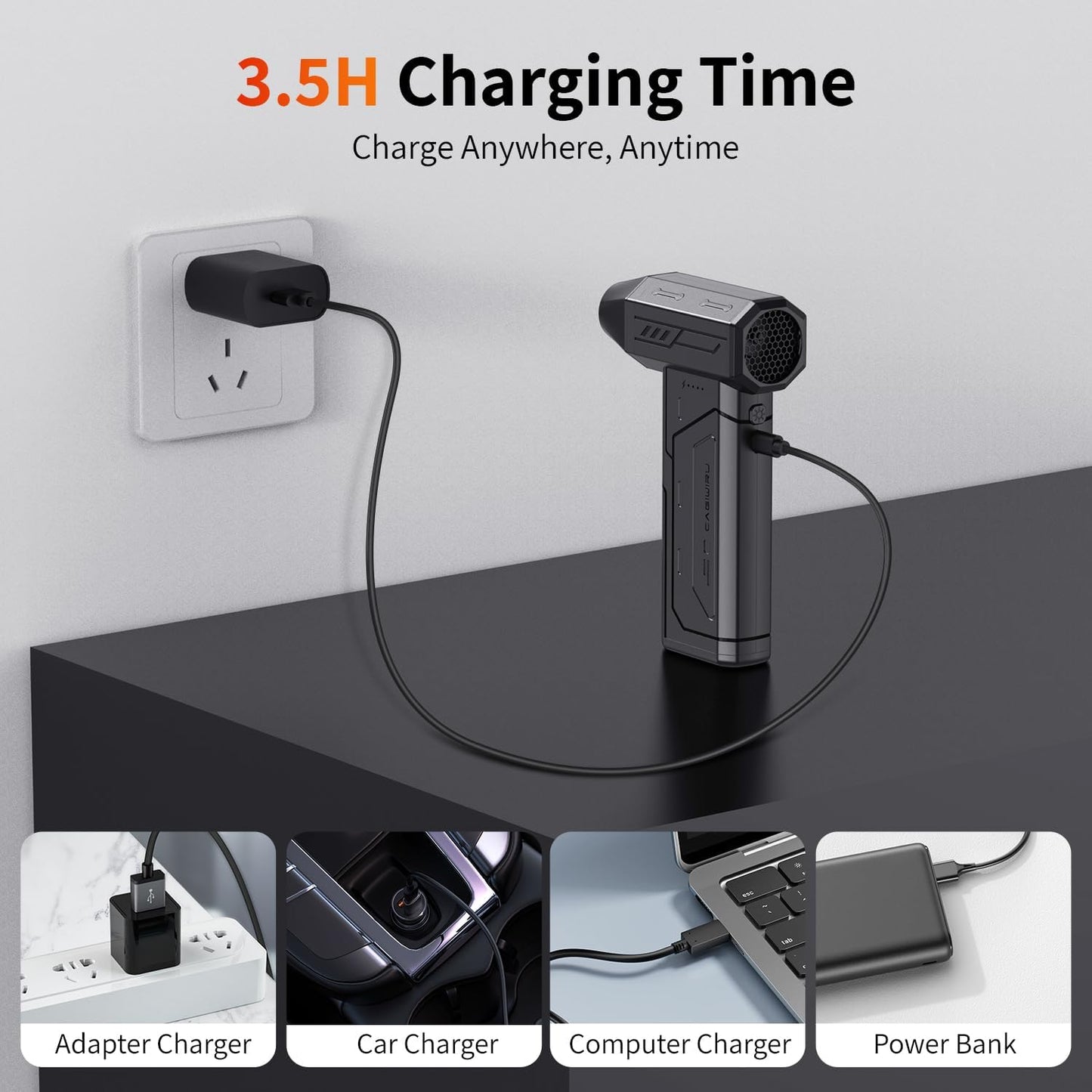 130,000 RPM Cordless Compressed Air Duster | Rechargeable RV & Tech Cleaning Blower