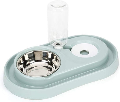 2-in-1 Automatic Gravity Waterer & Stainless Steel Food Bowl Set