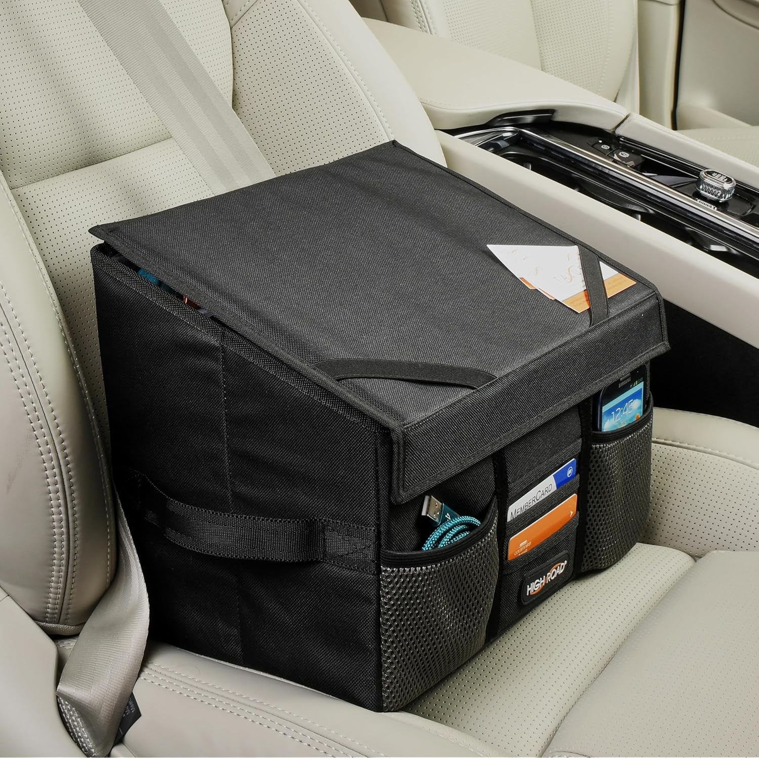 Front Seat Car Office Organizer & Mobile Desk | Truck & Van Storage with Filing Dividers
