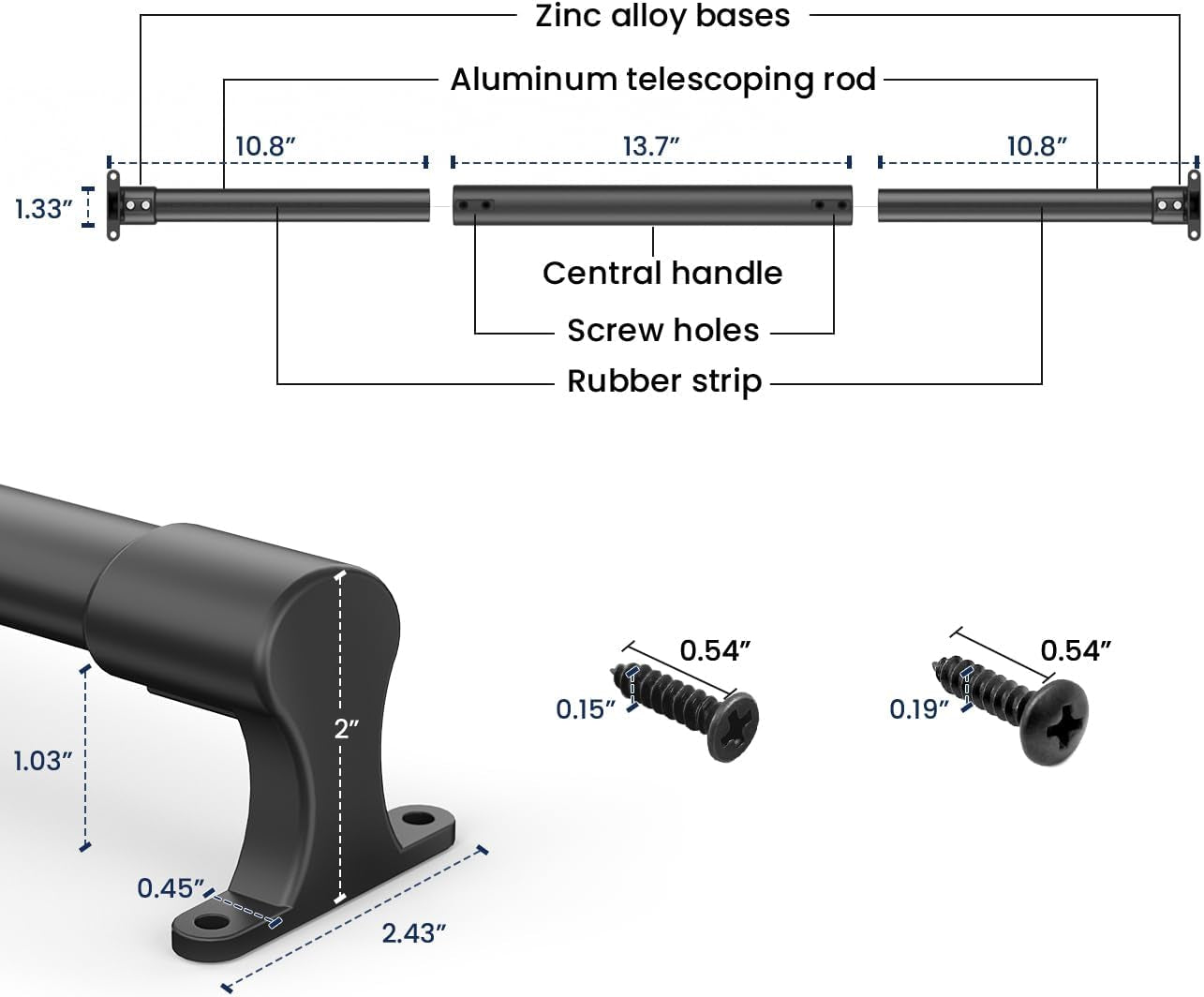 Adjustable RV Screen Door Handle & Grab Bar | Heavy-Duty Camper Door Protector (Black)