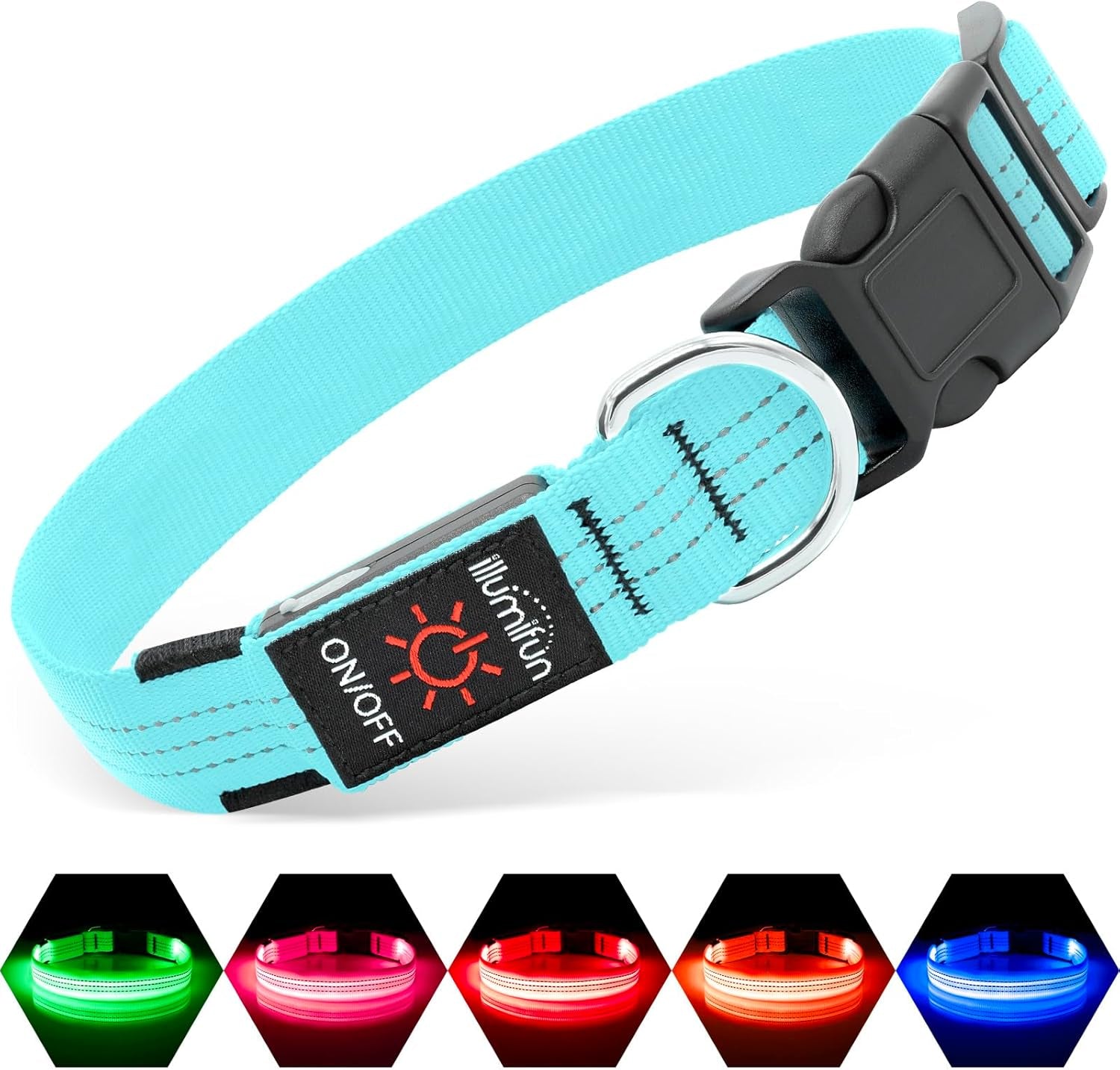 USB Rechargeable LED Light-Up Dog Collar | Reflective High-Visibility Pet Safety Gear