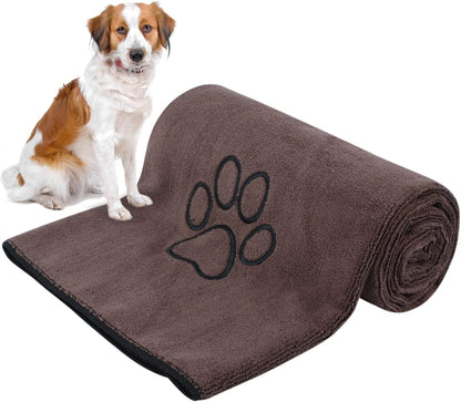 Dog Towel Super Absorbent Pet Bath Towel Microfiber Dog Drying Towel for Small, Medium, Large Dogs and Cats 30Inch X 50Inch Purple