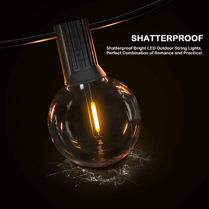 50-Foot Shatterproof LED Globe String Lights | Dimmable Camp & Awning Bistro Lights