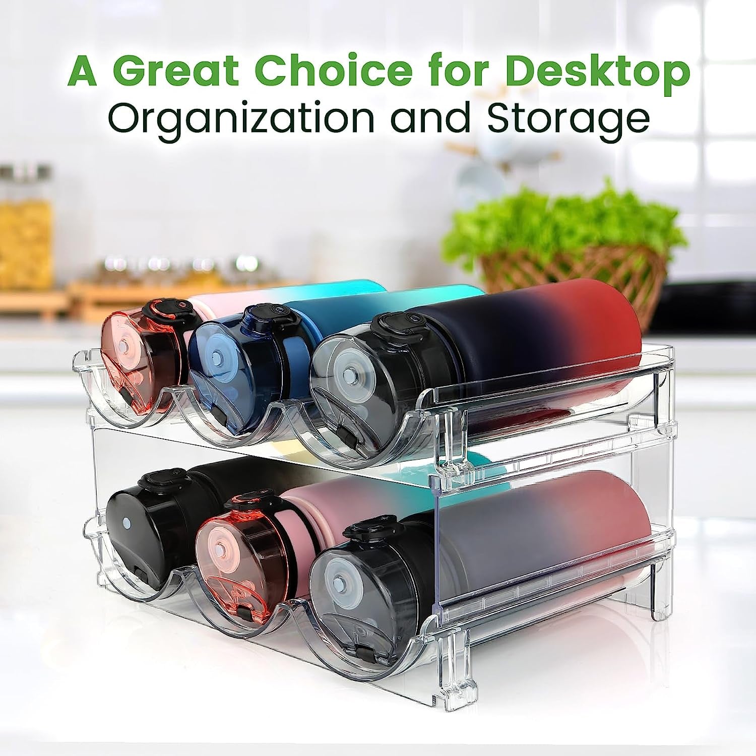 2-Pack Stackable Water Bottle Organizer | Space-Saving RV Cabinet Storage