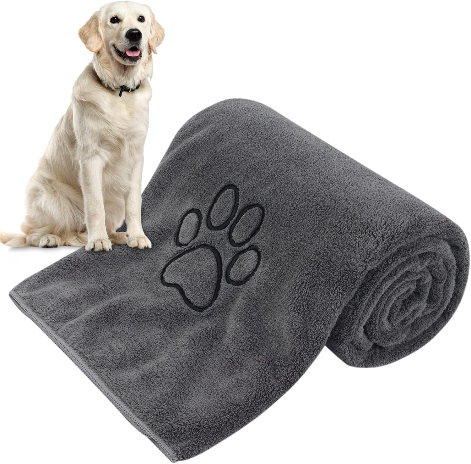 Dog Towel Super Absorbent Pet Bath Towel Microfiber Dog Drying Towel for Small, Medium, Large Dogs and Cats 30Inch X 50Inch Purple