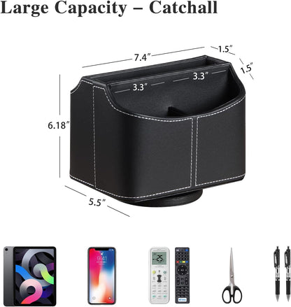 360° Rotating Leather Remote Control Caddy | RV & Camper Tabletop Organizer