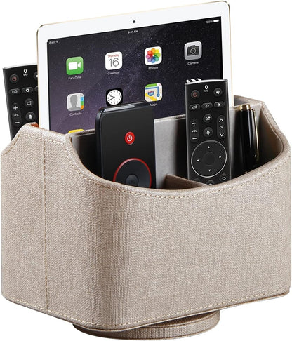 360° Rotating Leather Remote Control Caddy | RV & Camper Tabletop Organizer