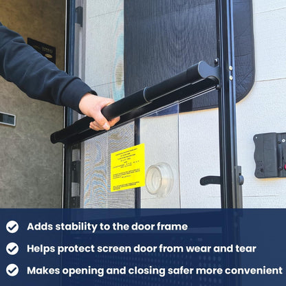 Adjustable RV Screen Door Handle & Grab Bar | Heavy-Duty Camper Door Protector (Black)