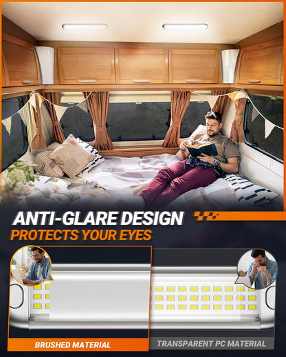 6-Pack 12V LED Interior Light Bars | 1500LM Bright White Camper Van & RV Lighting