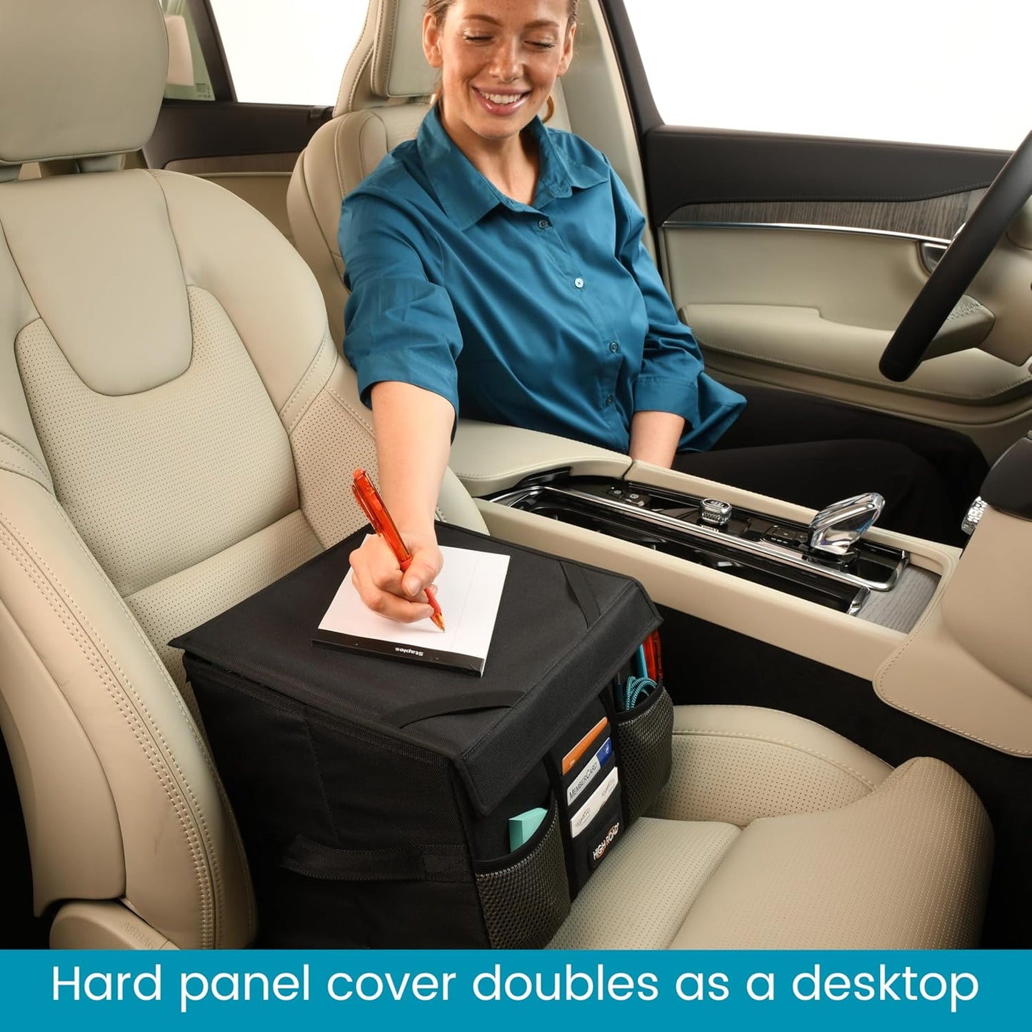 Front Seat Car Office Organizer & Mobile Desk | Truck & Van Storage with Filing Dividers