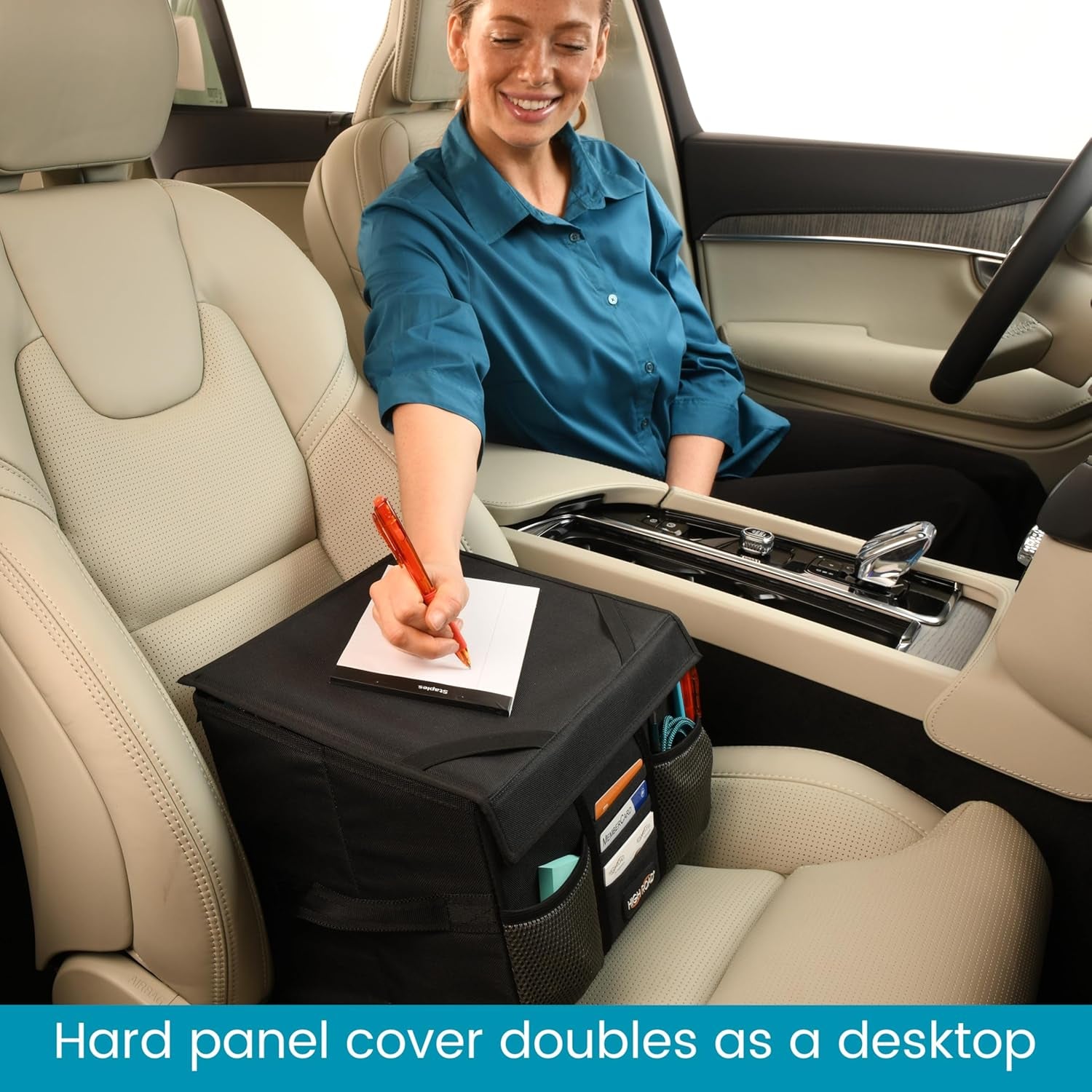 Front Seat Car Office Organizer & Mobile Desk | Truck & Van Storage with Filing Dividers