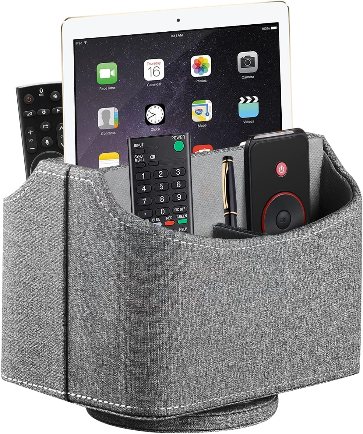 360° Rotating Leather Remote Control Caddy | RV & Camper Tabletop Organizer