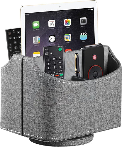 360° Rotating Leather Remote Control Caddy | RV & Camper Tabletop Organizer