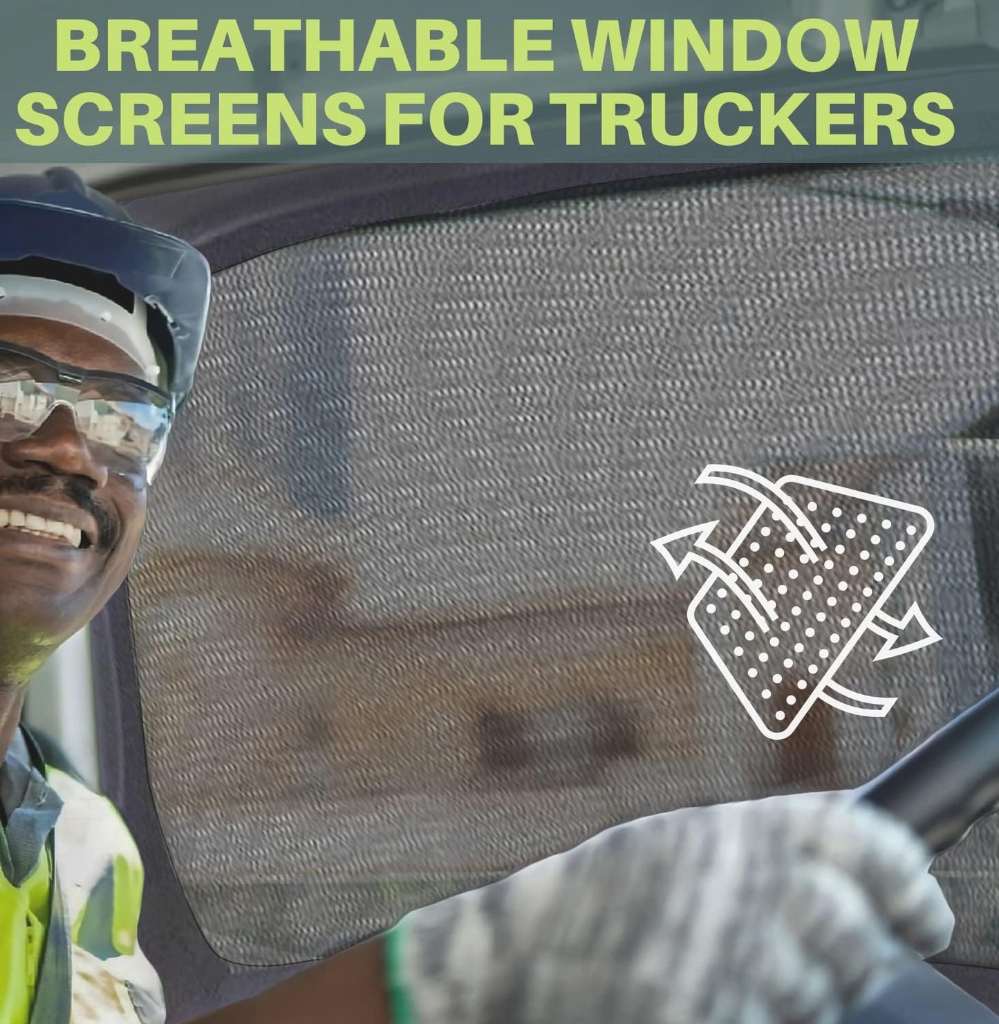 2-Pack Breathable Truck Window Sun Shades | Slip-On Mesh Bug Screen & Heat Shield