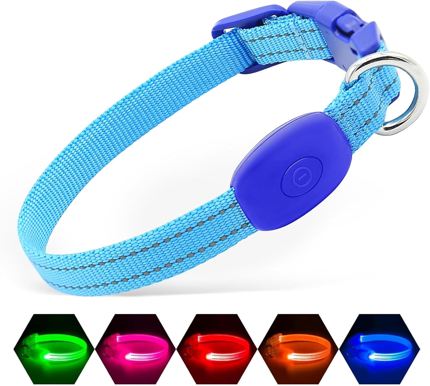 USB Rechargeable LED Light-Up Dog Collar | Reflective High-Visibility Pet Safety Gear