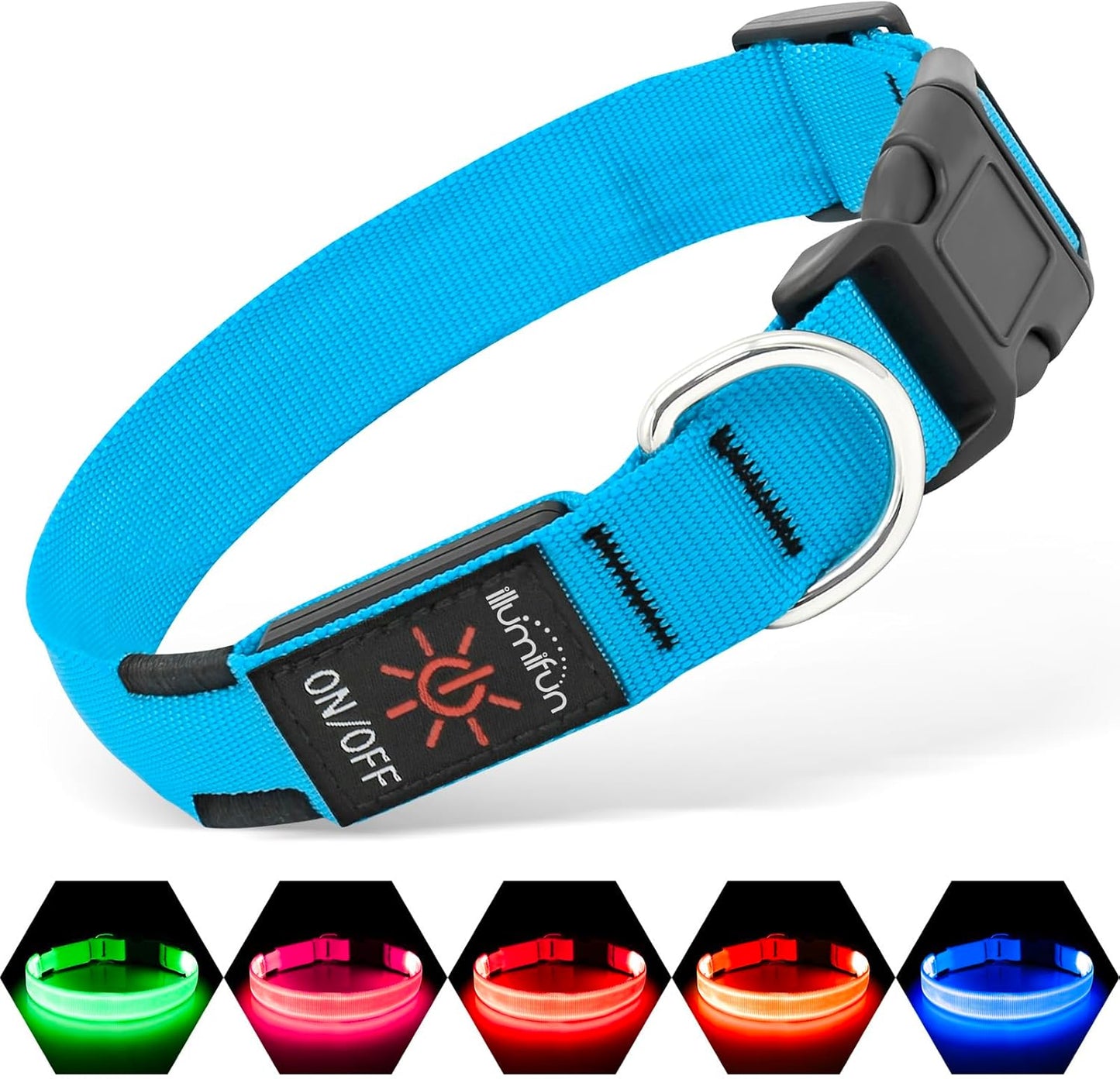 USB Rechargeable LED Light-Up Dog Collar | Reflective High-Visibility Pet Safety Gear