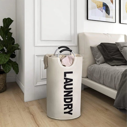 82L Collapsible Laundry Hamper | Waterproof Freestanding Basket for RVs & Van Life (Beige)
