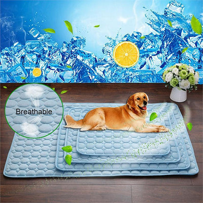 Portable Ice Silk Pet Cooling Mat | Summer Travel Bed for Camp Dogs & Cats