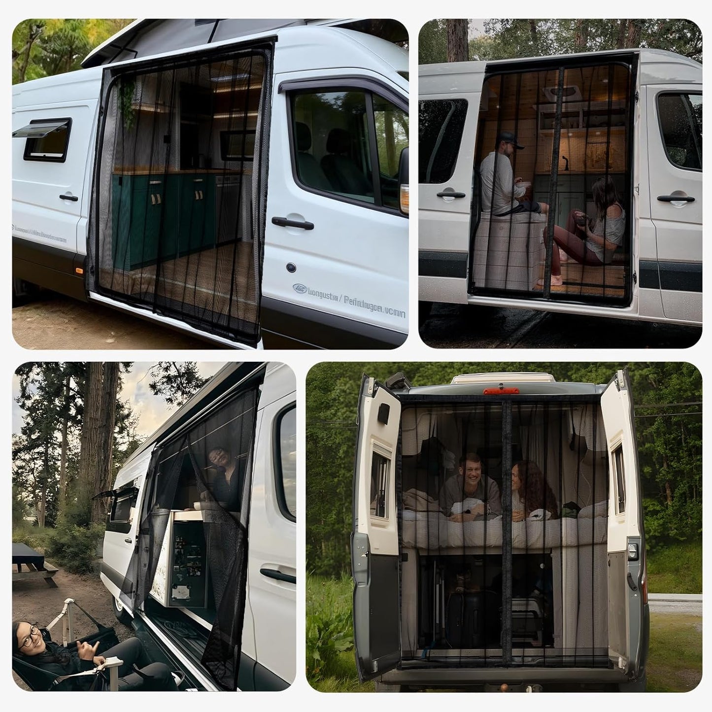Van Bug Screen with Strong Magnetic Fixation and Closure, Sliding Van Door Curtain Fits Mercedes Sprinter Mid/High Roof & Ford Transit Mid/High Roof, Easy to Install and Remove, 83"(H) X 59"(W)