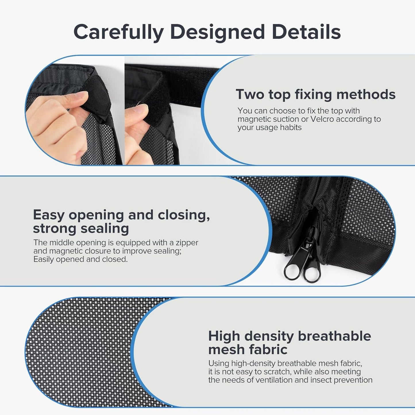 Van Bug Screen with Strong Magnetic Fixation and Closure, Sliding Van Door Curtain Fits Mercedes Sprinter Mid/High Roof & Ford Transit Mid/High Roof, Easy to Install and Remove, 83"(H) X 59"(W)