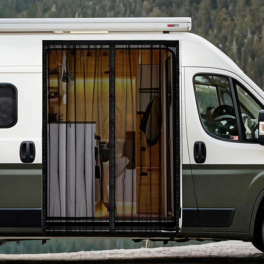 Van Bug Screen with Strong Magnetic Fixation and Closure, Sliding Van Door Curtain Fits Mercedes Sprinter Mid/High Roof & Ford Transit Mid/High Roof, Easy to Install and Remove, 83"(H) X 59"(W)