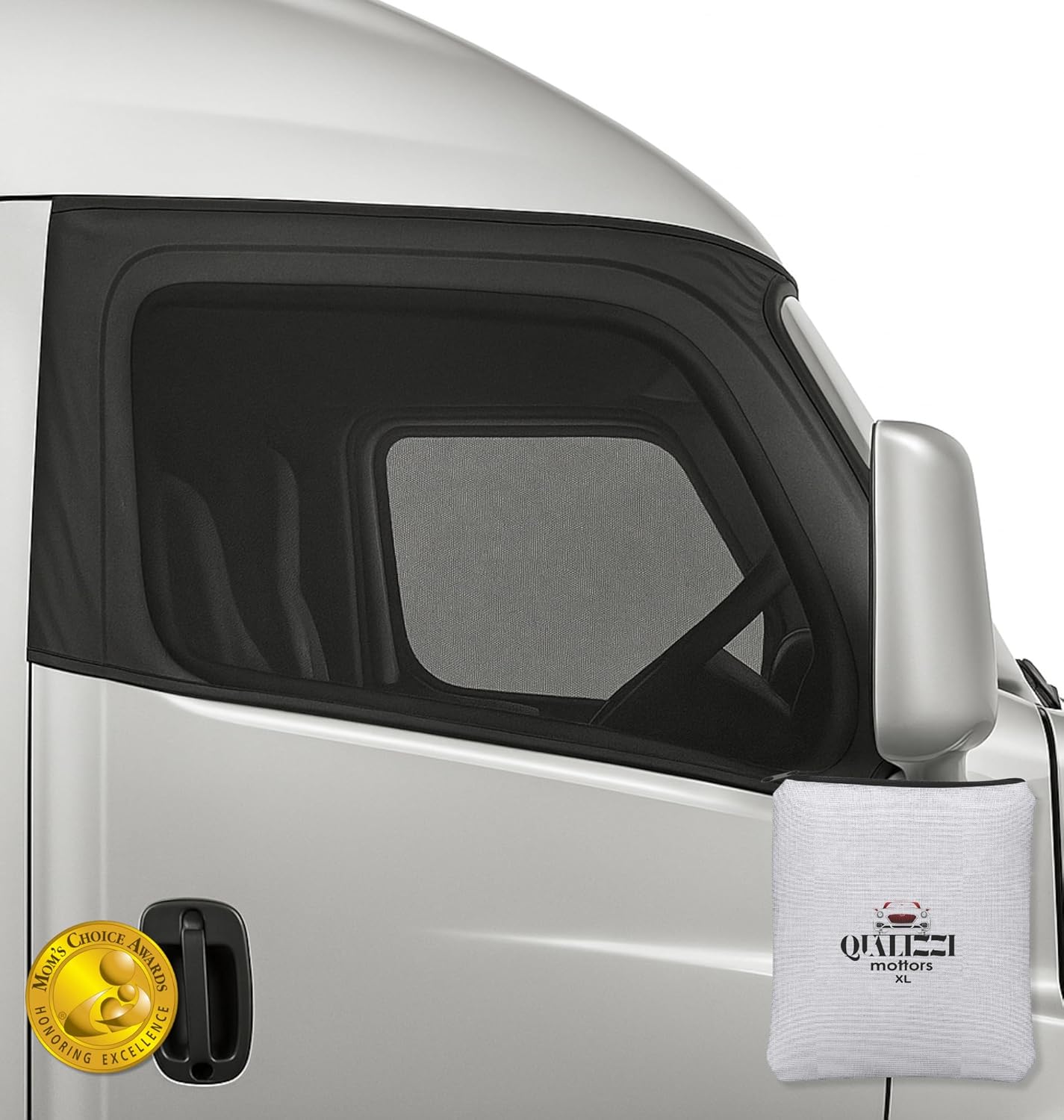 2-Pack Breathable Truck Window Sun Shades | Slip-On Mesh Bug Screen & Heat Shield