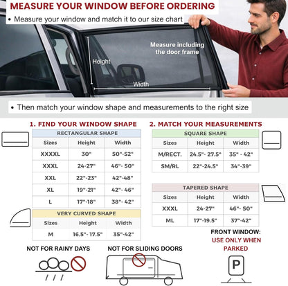 2-Pack Breathable Truck Window Sun Shades | Slip-On Mesh Bug Screen & Heat Shield