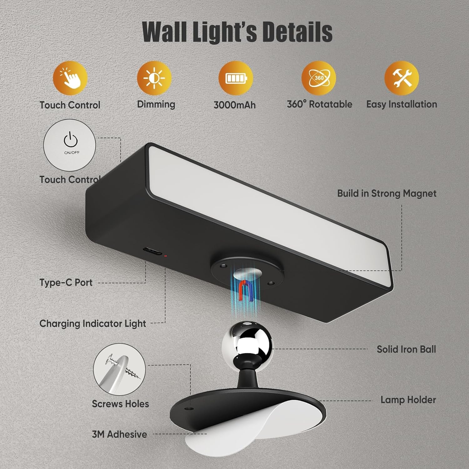 Rechargeable 360° Magnetic Wall Sconce & Portable Flashlight (2-Pack)
