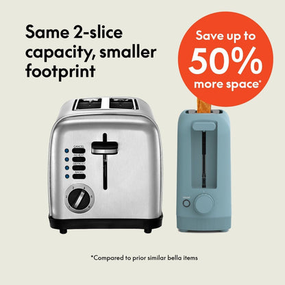 Ultra-Slim 2-Slice Long Slot Toaster | Space-Saving RV & Camper Kitchen (Surf) 900 Watt