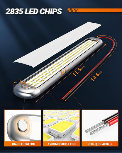 6-Pack 12V LED Interior Light Bars | 1500LM Bright White Camper Van & RV Lighting
