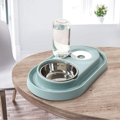 2-in-1 Automatic Gravity Waterer & Stainless Steel Food Bowl Set