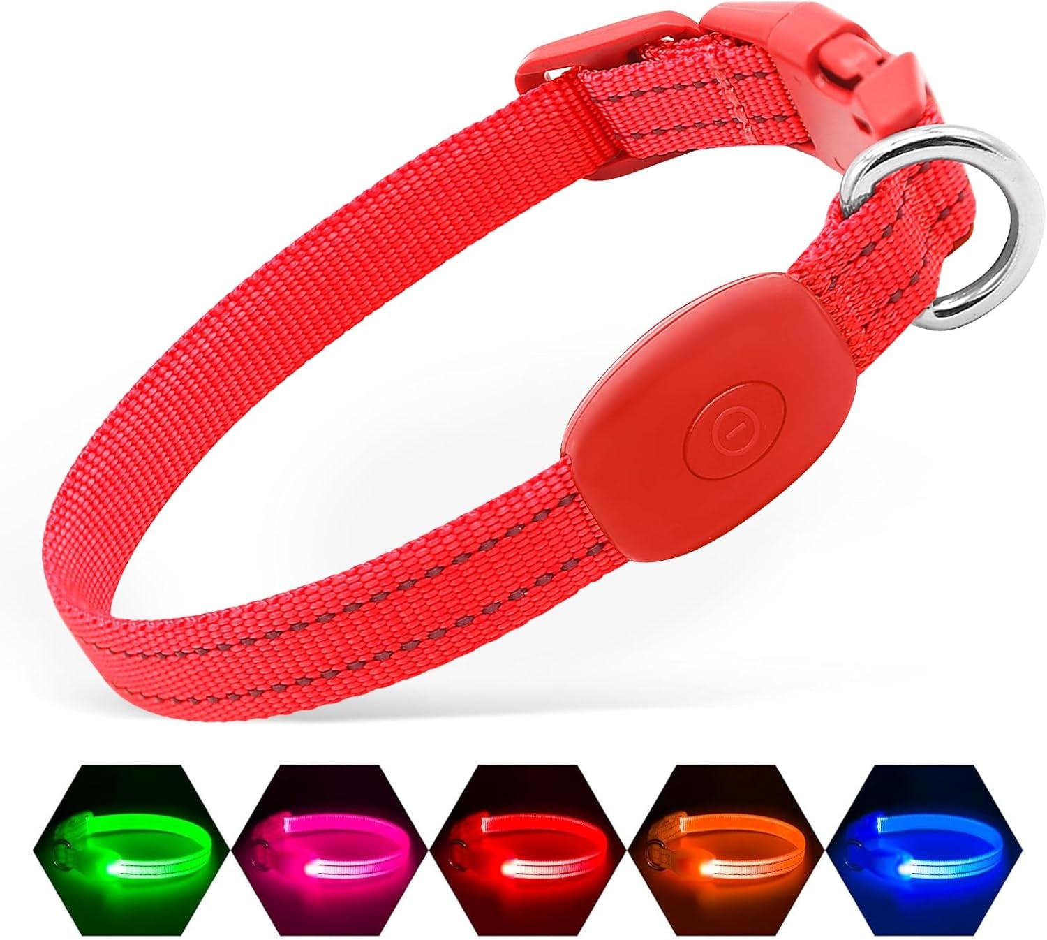 USB Rechargeable LED Light-Up Dog Collar | Reflective High-Visibility Pet Safety Gear