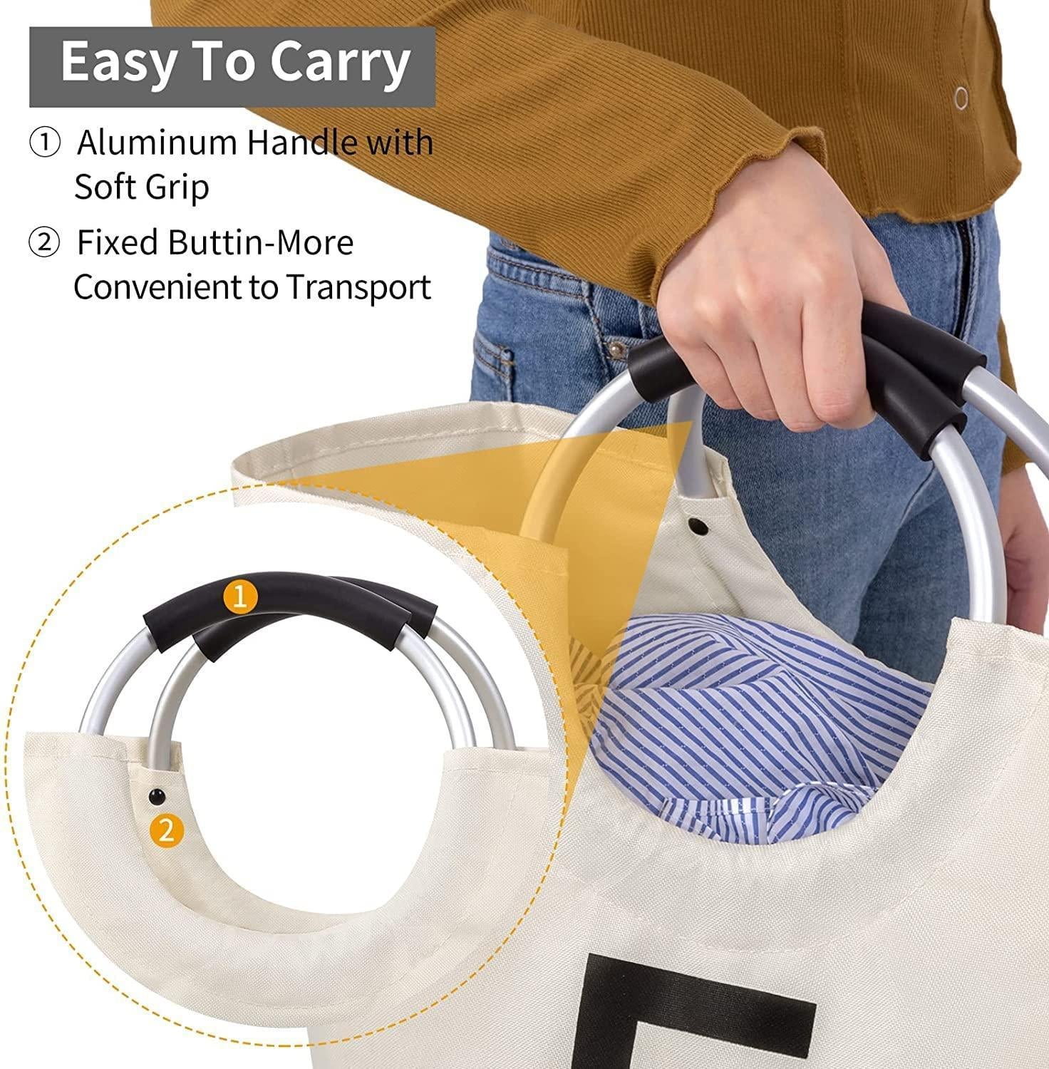 82L Collapsible Laundry Hamper | Waterproof Freestanding Basket for RVs & Van Life (Beige)
