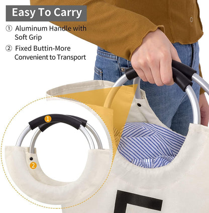 82L Collapsible Laundry Hamper | Waterproof Freestanding Basket for RVs & Van Life (Beige)