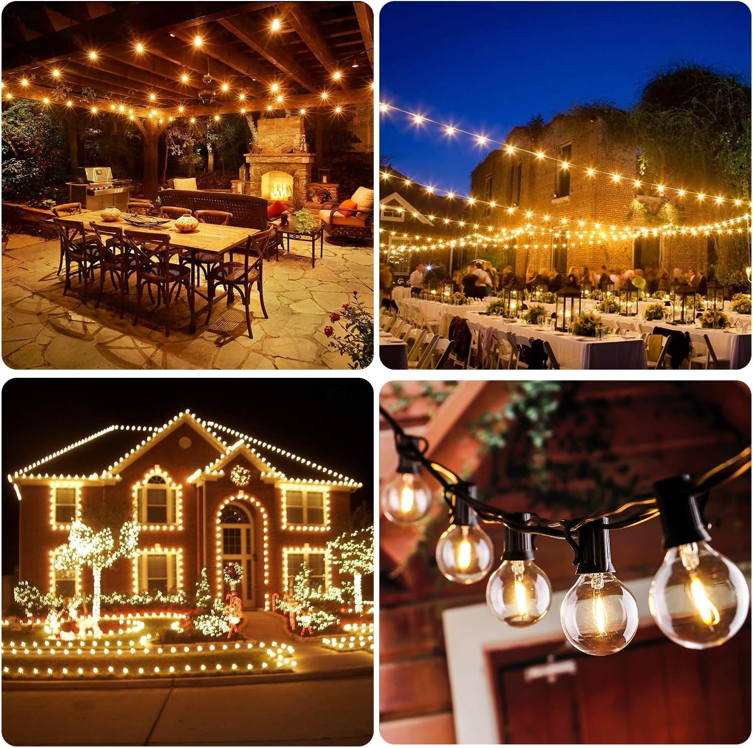 50-Foot Shatterproof LED Globe String Lights | Dimmable Camp & Awning Bistro Lights