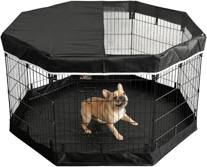 Happy Camper Portable Pet Playpen – Foldable 8-Panel Exercise Pen with Waterproof Base