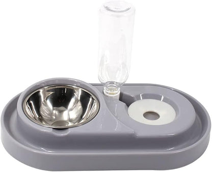 2-in-1 Automatic Gravity Waterer & Stainless Steel Food Bowl Set