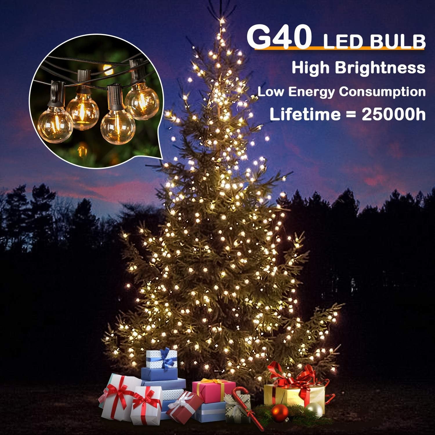50-Foot Shatterproof LED Globe String Lights | Dimmable Camp & Awning Bistro Lights