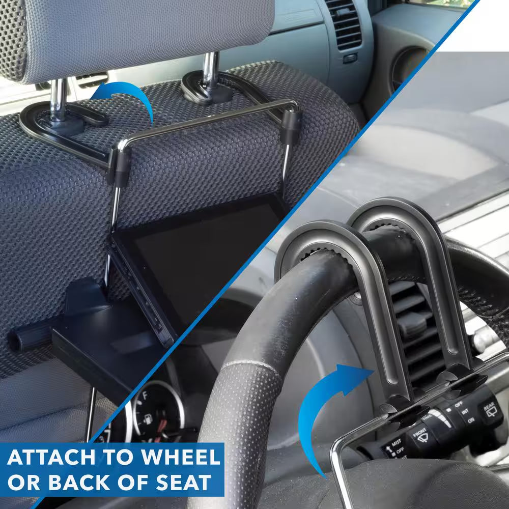 Height Adjustable Steering Wheel & Headrest Laptop Tray | Ergonomic Mobile Car Desk