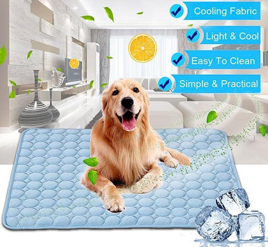 Portable Ice Silk Pet Cooling Mat | Summer Travel Bed for Camp Dogs & Cats
