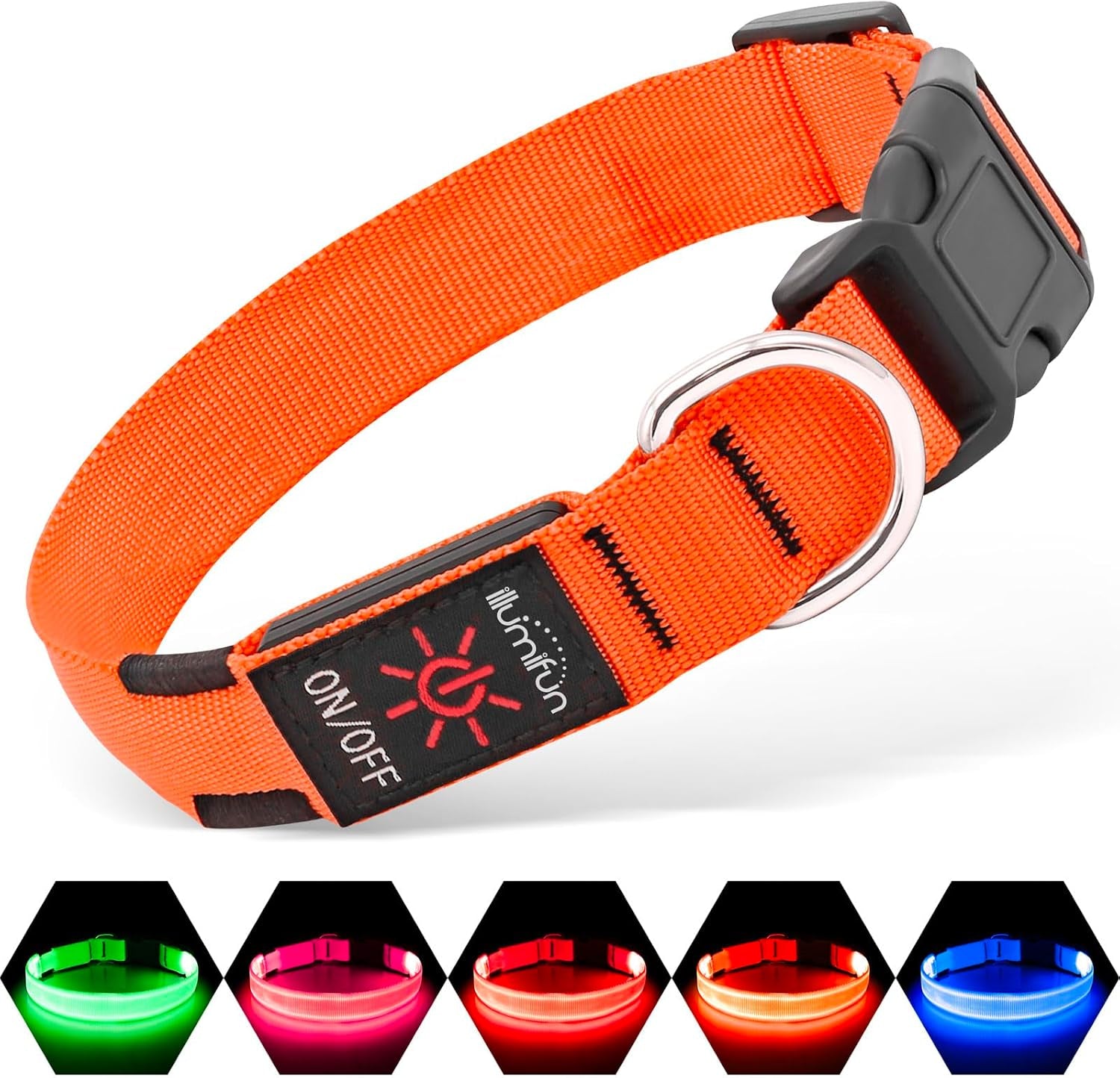 USB Rechargeable LED Light-Up Dog Collar | Reflective High-Visibility Pet Safety Gear