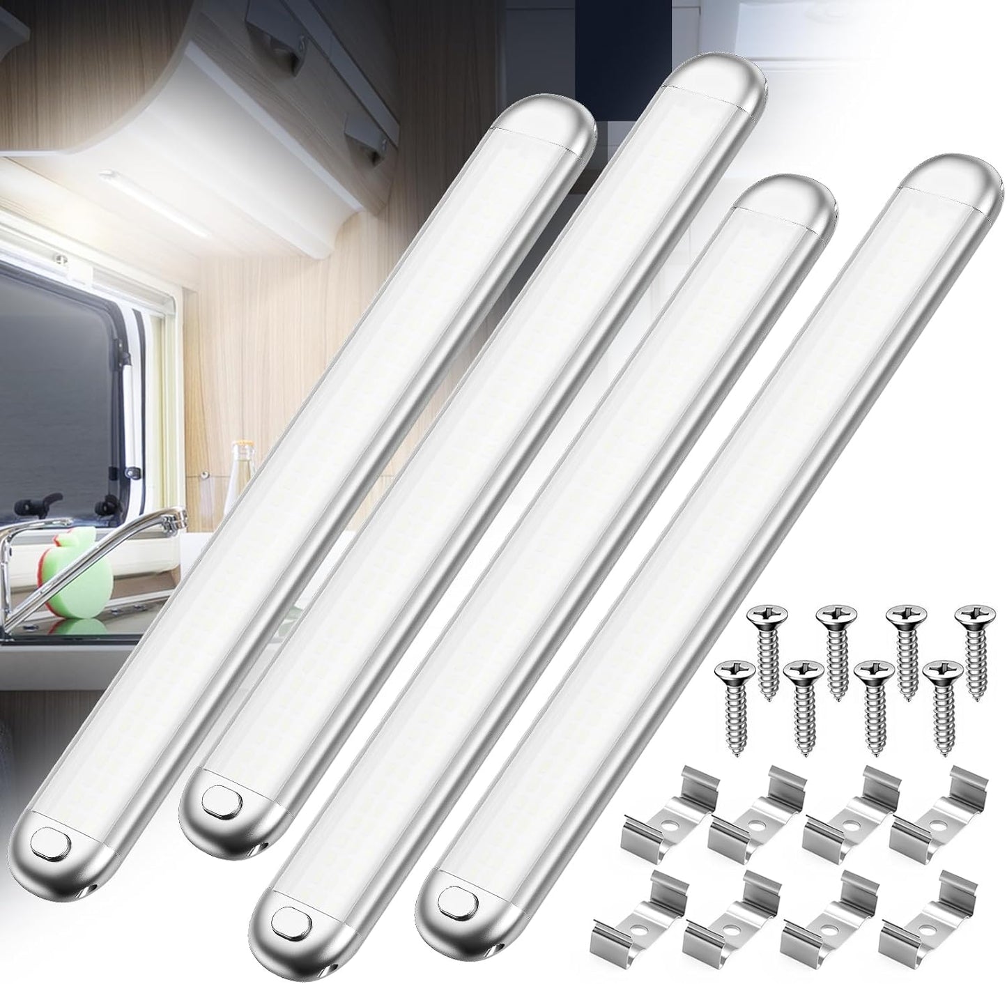 6-Pack 12V LED Interior Light Bars | 1500LM Bright White Camper Van & RV Lighting