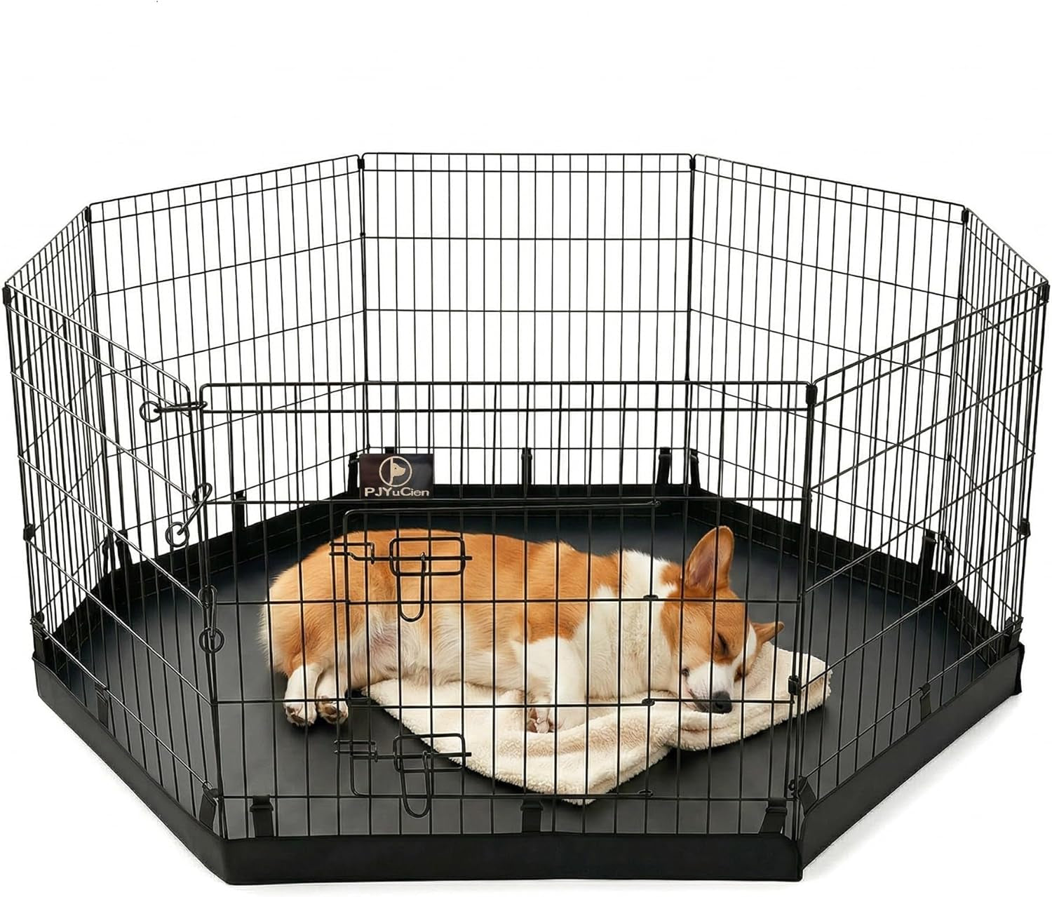Happy Camper Portable Pet Playpen – Foldable 8-Panel Exercise Pen with Waterproof Base