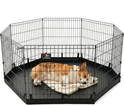 Happy Camper Portable Pet Playpen – Foldable 8-Panel Exercise Pen with Waterproof Base