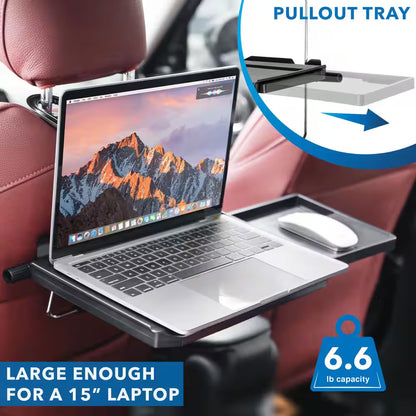 Height Adjustable Steering Wheel & Headrest Laptop Tray | Ergonomic Mobile Car Desk